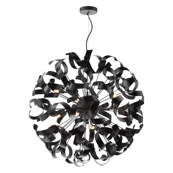 Люстра Dar Lighting SWA1222-03 Swash 12 Light Pendant Black With Black Ribbons