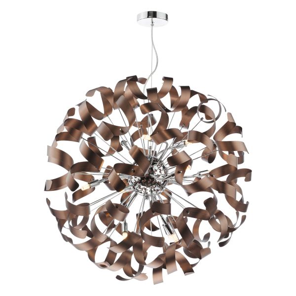 Люстра Dar Lighting SWA1250-06 Swash 12 Light Pendant Polished Chrome with Copper Ribbons