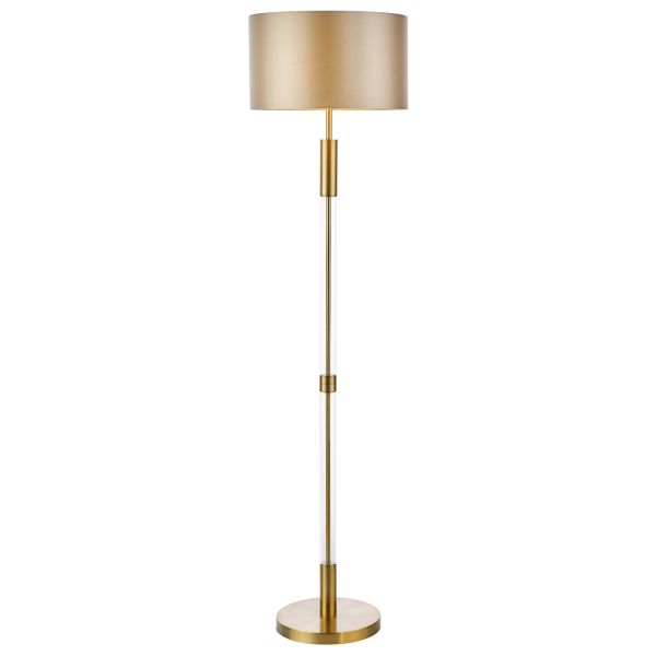 Lampa podłogowa Dar Lighting SYL4975-LYR1629 Sylvester Floor Lamp Antique Brass and Glass With Shade