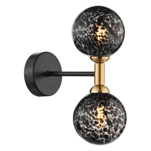 Бра Dar Lighting TAK0954-21 Takara 2 Light Wall Light Matt Black and Bronze With Black Confetti Glass