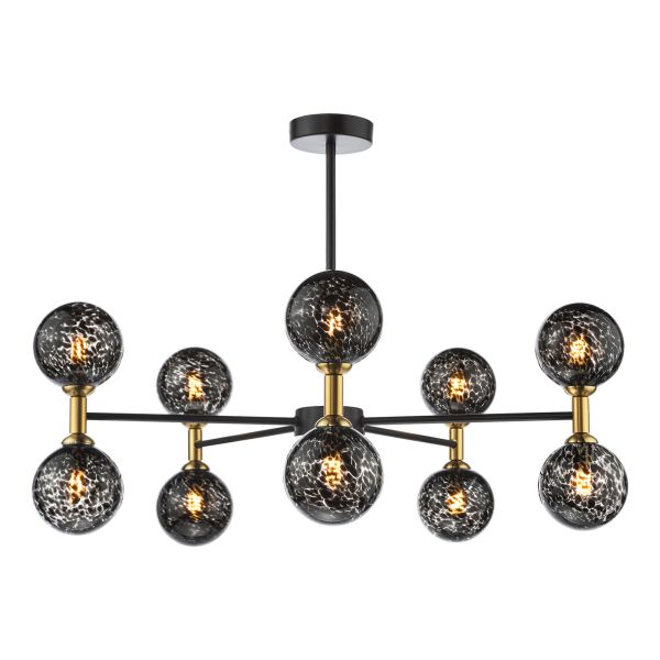 Люстра Dar Lighting TAK2354-21 Takara 10 Light Semi-Flush Matt Black and Bronze With Black Confetti Glass
