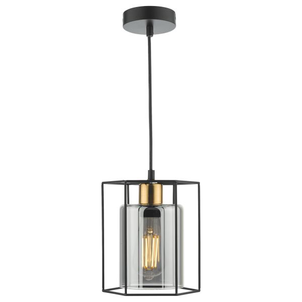 Lampa wisząca Dar Lighting TAT0122 Tatum Pendant Matt Black and Smoked Glass