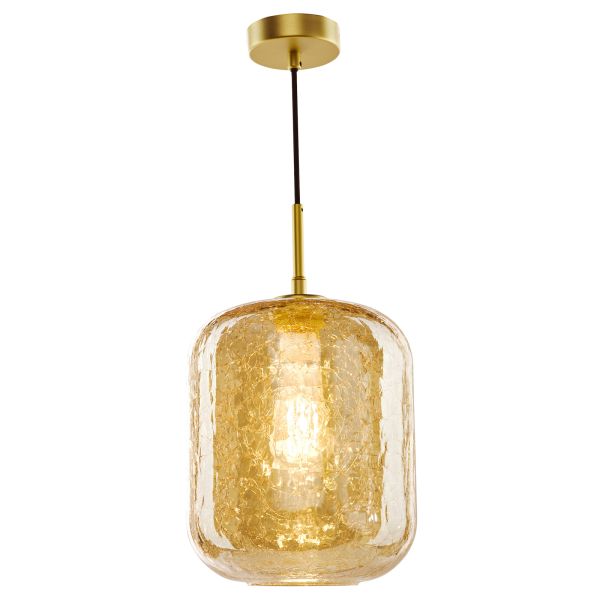 Підвісний світильник Dar Lighting TAV0106 Tavia Pendant Satin Gold and Amber Glass
