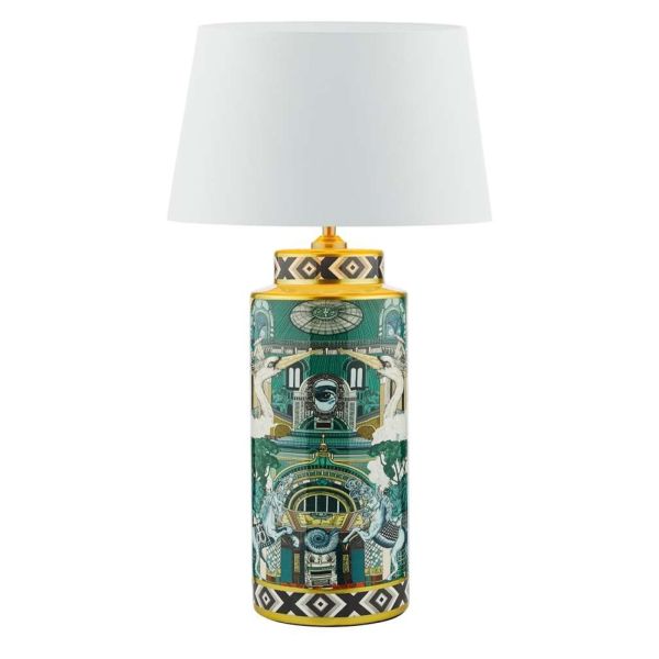 Настільна лампа Dar Lighting TEI4255 + CEZ142 Cezanne Teisha Table Green-Gold Animal Motif