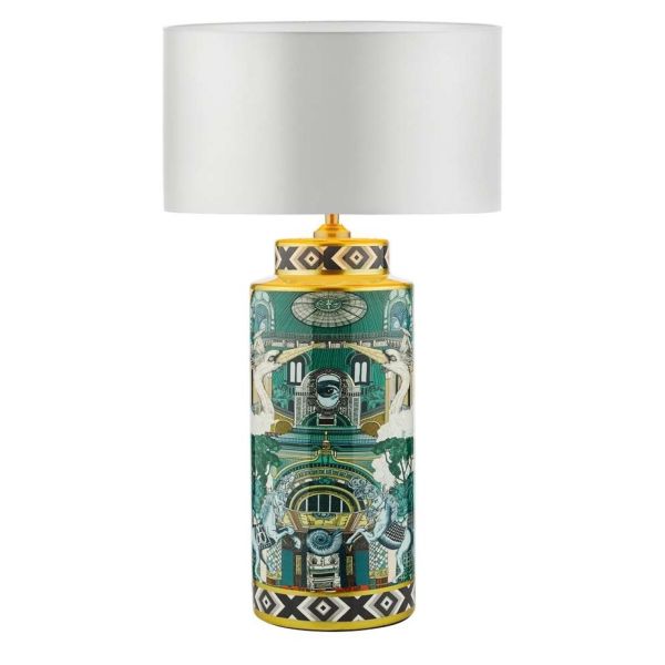 Настільна лампа Dar Lighting TEI4255 + HIL1315 Hilda Teisha Table Green-Gold Animal Motif