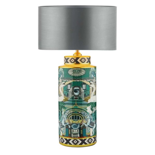 Настільна лампа Dar Lighting TEI4255 + HIL1339 Hilda Teisha Table Green-Gold Animal Motif