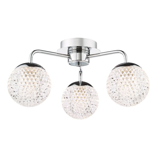 Żyrandol Dar Lighting TEV5350 Teva 3 Light Semi-Flush Polished Chrome and Faceted Acrylic IP44