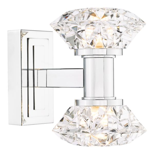 Kinkiet Dar Lighting TIA0950 Tiana 2 Light Wall Light Polished Chrome and Faceted Acrylic