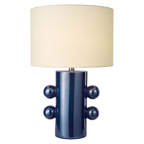Lampa stołowa Dar Lighting TIS4223 Tisha Table Lamp Blue and Polished Chrome With Shade