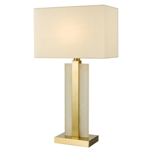 Lampa stołowa Dar Lighting TOK4234 Tokori Table Lamp Alabaster and Brushed Gold With Shade