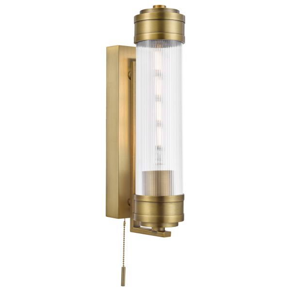 Oświetlenie lustra Dar Lighting TOM0763 Tommaso Bathroom Wall Light Antique Bronze and Ribbed Glass IP44