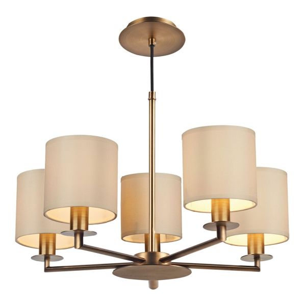 Żyrandol Dar Lighting TYL0563-LYR2629 Tyler 5 Light Armed Pendant Antique Bronze With Shade