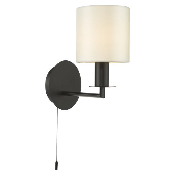 Kinkiet Dar Lighting TYL0722-LYR2615 Tyler Wall Light Matt Black With Shade