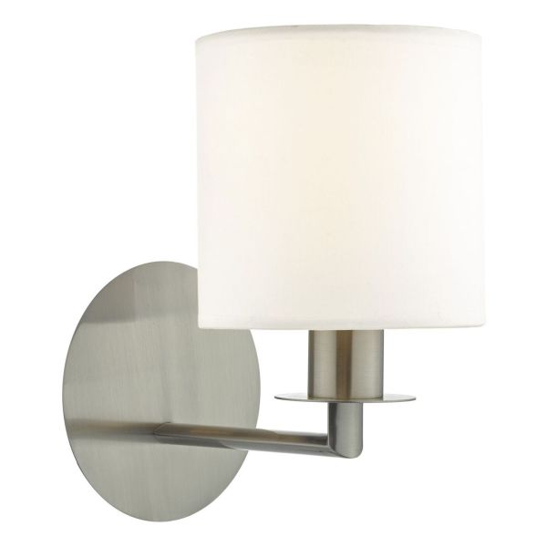 Kinkiet Dar Lighting TYL0738-LYR2615 Tyler Wall Light Satin Nickel With Shade