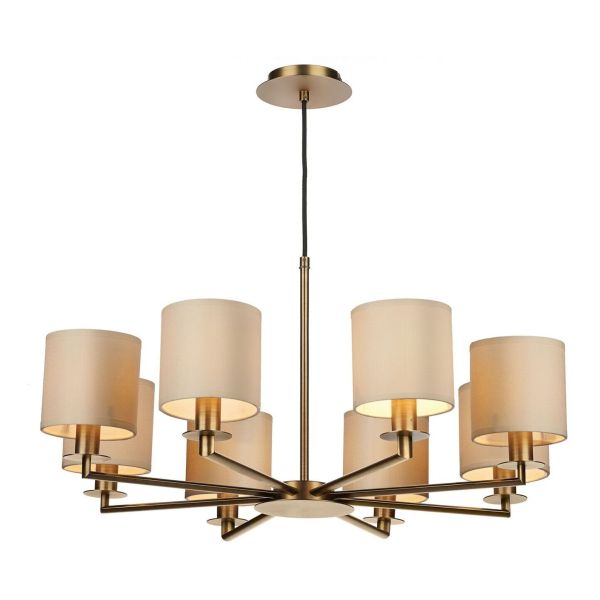 Żyrandol Dar Lighting TYL0863-LYR2629 Tyler 8 Light Armed Pendant Antique Bronze With Shade