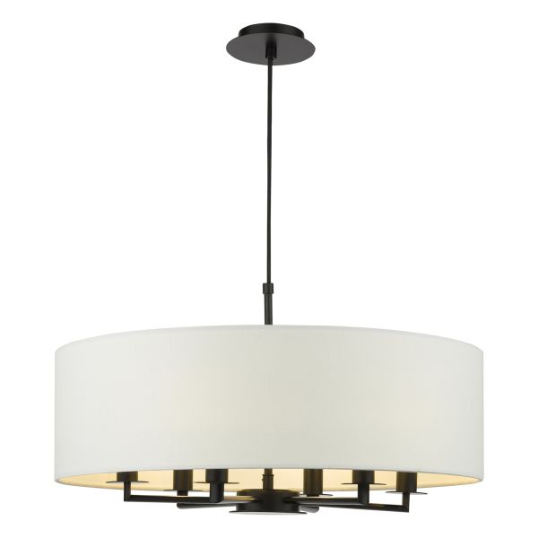 Люстра Dar Lighting TYL6422 Tyler 6 Light Shadelier Matt Black and White With Shade