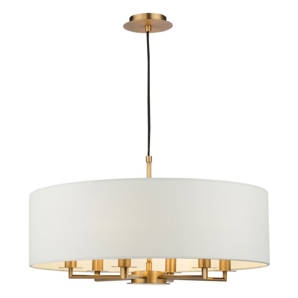 Люстра Dar Lighting TYL6463 Tyler 6 Light Shadelier Antique Bronze and White With Shade
