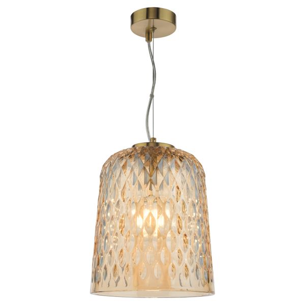Підвісний світильник Dar Lighting VAR0120 Varius Pendant Natural Brass and Amber Glass