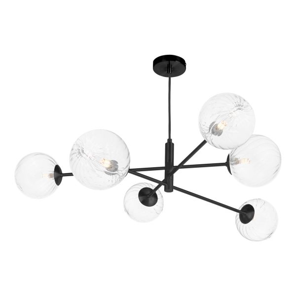 Żyrandol Dar Lighting VIG0622-22 Vignette 6 Light Pendant Matt Black With Closed Glass