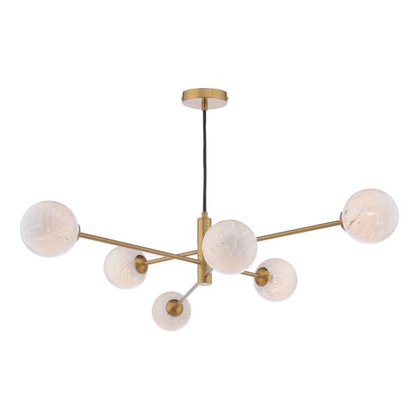 Żyrandol Dar Lighting VIG0645-17 Vignette 6 Light Pendant Aged Brass With White Confetti Glass