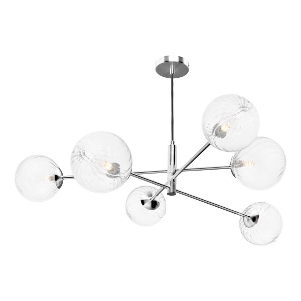 Żyrandol Dar Lighting VIG0650-22 Vignette 6 Light Pendant Polished Chrome With Closed Glass