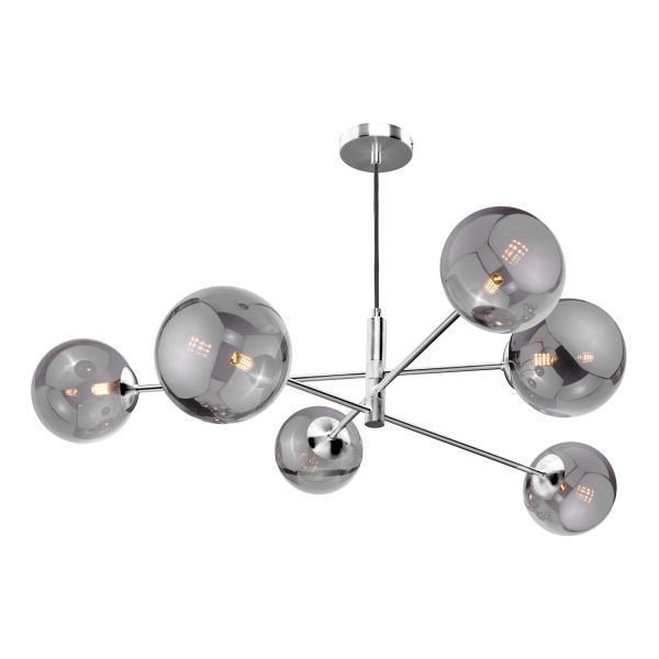 Żyrandol Dar Lighting VIG0650-24 Vignette 6 Light Pendant Polished Chrome With Smoked Glass
