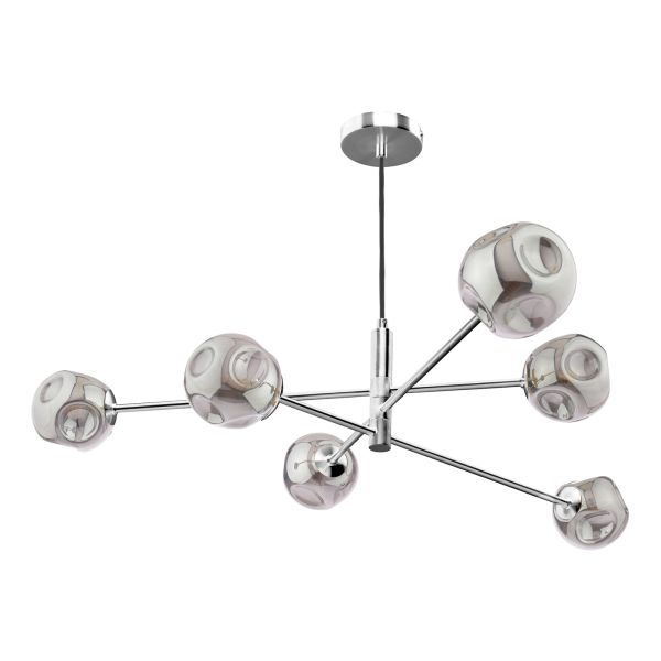 Żyrandol Dar Lighting VIG0650-28 Vignette 6 Light Pendant Polished Chrome With Closed Organic Smoked Glass