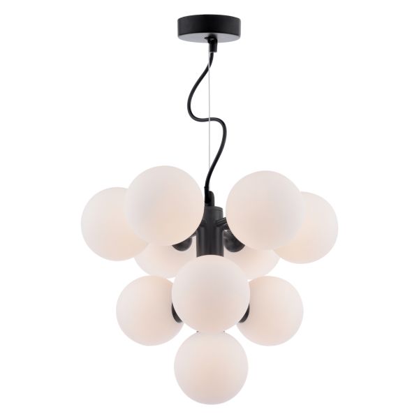 Żyrandol Dar Lighting VIN2322-02 Vine 10 Light Pendant Satin Black With Opal Glass