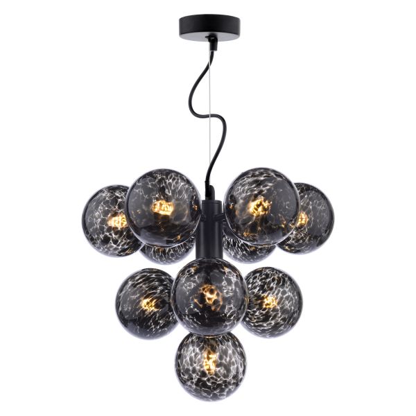 Żyrandol Dar Lighting VIN2322-21 Vine 10 Light Pendant Satin Black With Black Confetti Glass