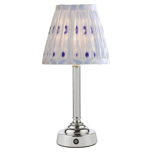 Lampa stołowa Dar Lighting VIR4238-IKA2623 Virgil Rechargeable Table Lamp Polished Nickel With Shade LED