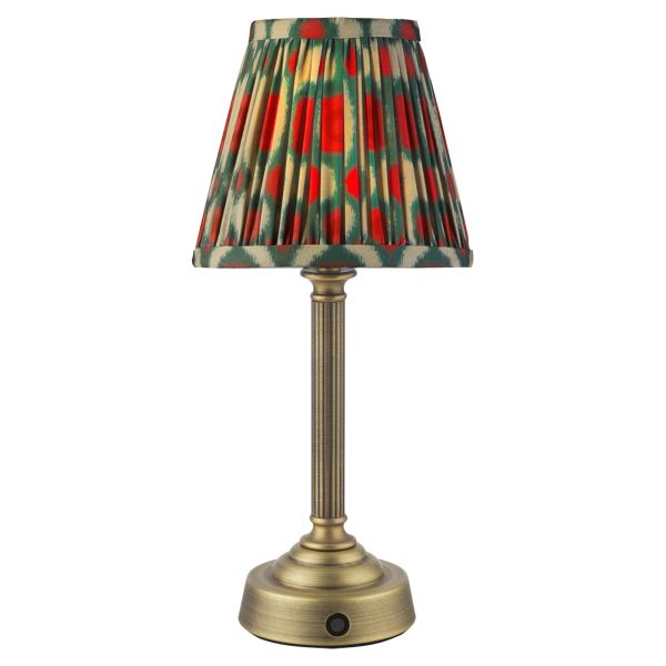 Lampa stołowa Dar Lighting VIR4275-IKA2625 Virgil Rechargeable Table Lamp Matt Antique Brass With Shade LED