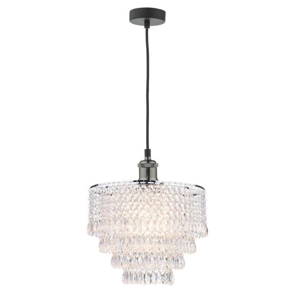 Підвісний світильник Dar Lighting WAC0161 + DIO6508 Dionne Waco 1 Light E27 Suspension Black Chrome Matt Black