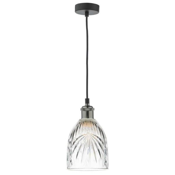 Підвісний світильник Dar Lighting WAC0161 + MOT6508 Motif Waco 1 Light E27 Suspension Black Chrome Matt Black