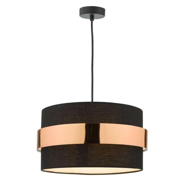 Підвісний світильник Dar Lighting WAC0161 + OKI6522 Waco 1 Light E27 Suspension Black Chrome Matt Black