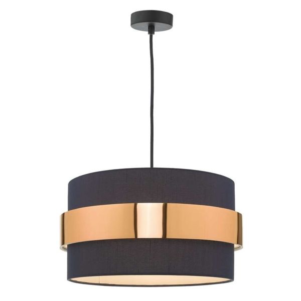 Підвісний світильник Dar Lighting WAC0161 + OKI6523 Waco 1 Light E27 Suspension Black Chrome Matt Black