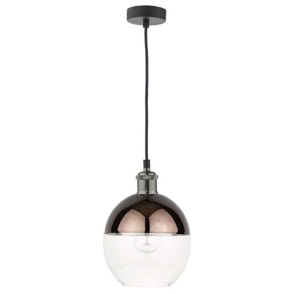 Підвісний світильник Dar Lighting WAC0161 + RUE6563 Waco 1 Light E27 Suspension Black Chrome Matt Black