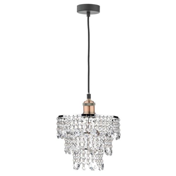 Lampa wisząca Dar Lighting WAC0164 + CYB6550 Cybil Waco 1 Light E27 Suspension Antique Copper Matt Black