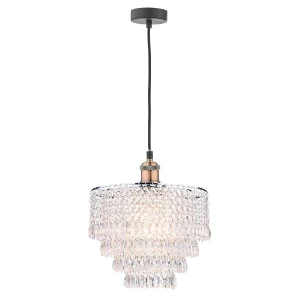 Lampa wisząca Dar Lighting WAC0164 + DIO6508 Dionne Waco 1 Light E27 Suspension Antique Copper Matt Black