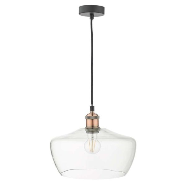 Lampa wisząca Dar Lighting WAC0164 + FID6508 Fidella Waco 1 Light E27 Suspension Antique Copper Matt Black