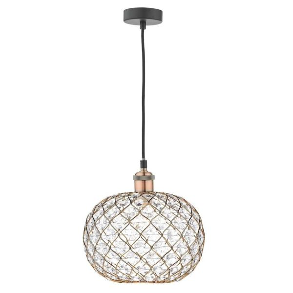 Lampa wisząca Dar Lighting WAC0164 + JUA6535 Juanita Waco 1 Light E27 Suspension Antique Copper Matt Black