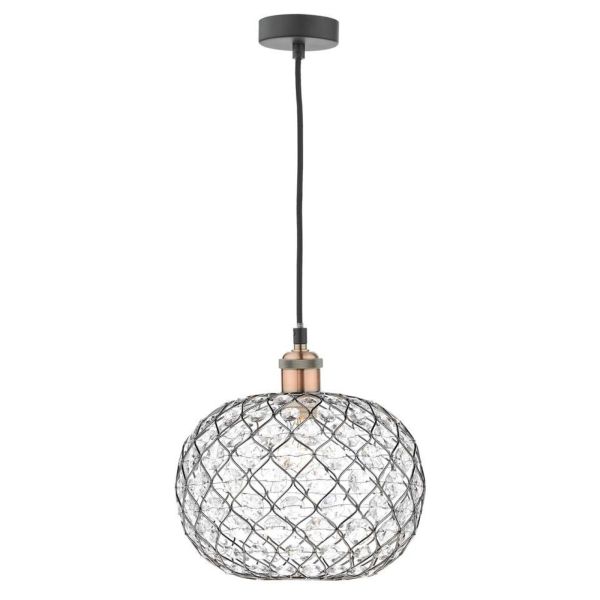 Lampa wisząca Dar Lighting WAC0164 + JUA6550 Juanita Waco 1 Light E27 Suspension Antique Copper Matt Black