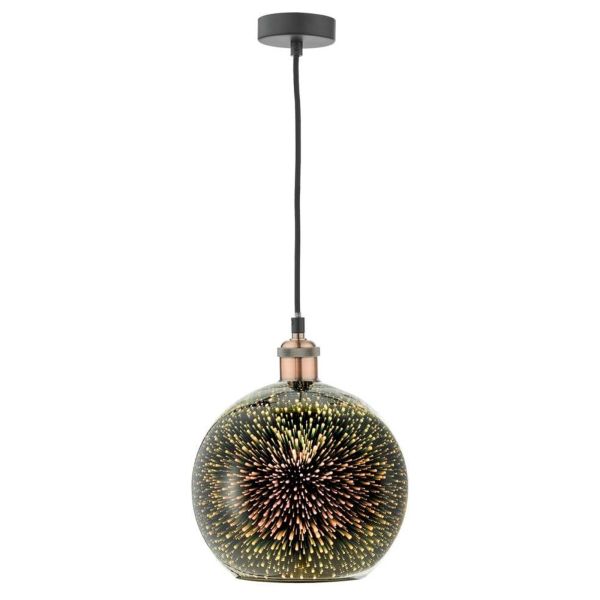 Lampa wisząca Dar Lighting WAC0164 + KAI6550 Waco 1 Light E27 Suspension Antique Copper Matt Black