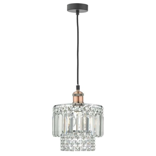 Lampa wisząca Dar Lighting WAC0164 + KYL6550 Kyla Waco 1 Light E27 Suspension Antique Copper Matt Black