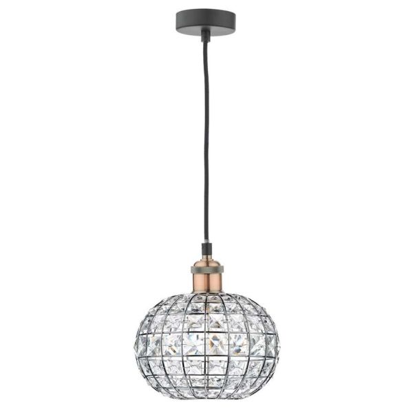 Lampa wisząca Dar Lighting WAC0164 + LET6550 Letitia Waco 1 Light E27 Suspension Antique Copper Matt Black