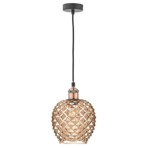 Lampa wisząca Dar Lighting WAC0164 + MOS6535 Mosaic Waco 1 Light E27 Suspension Antique Copper Matt Black