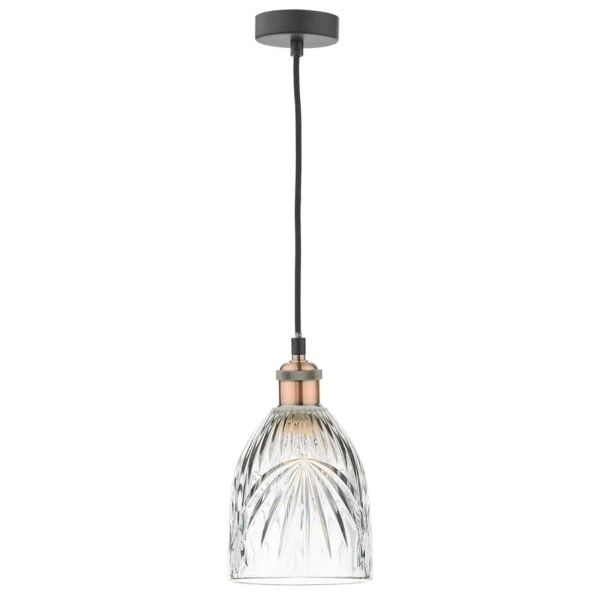 Lampa wisząca Dar Lighting WAC0164 + MOT6508 Motif Waco 1 Light E27 Suspension Antique Copper Matt Black