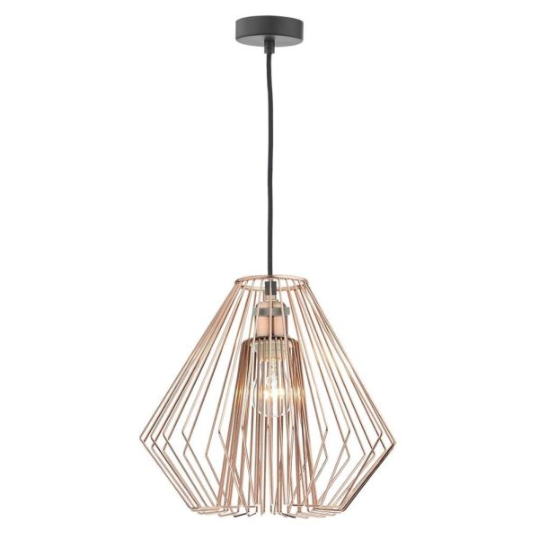 Підвісний світильник Dar Lighting WAC0164 + NEE6564 Needle Waco 1 Light E27 Suspension Antique Copper Matt Black