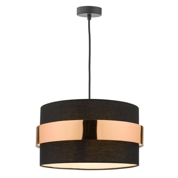 Lampa wisząca Dar Lighting WAC0164 + OKI6522 Waco 1 Light E27 Suspension Antique Copper Matt Black