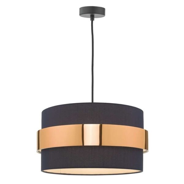 Lampa wisząca Dar Lighting WAC0164 + OKI6523 Waco 1 Light E27 Suspension Antique Copper Matt Black