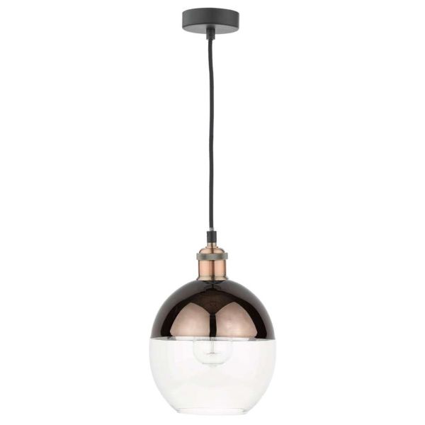 Lampa wisząca Dar Lighting WAC0164 + RUE6563 Waco 1 Light E27 Suspension Antique Copper Matt Black